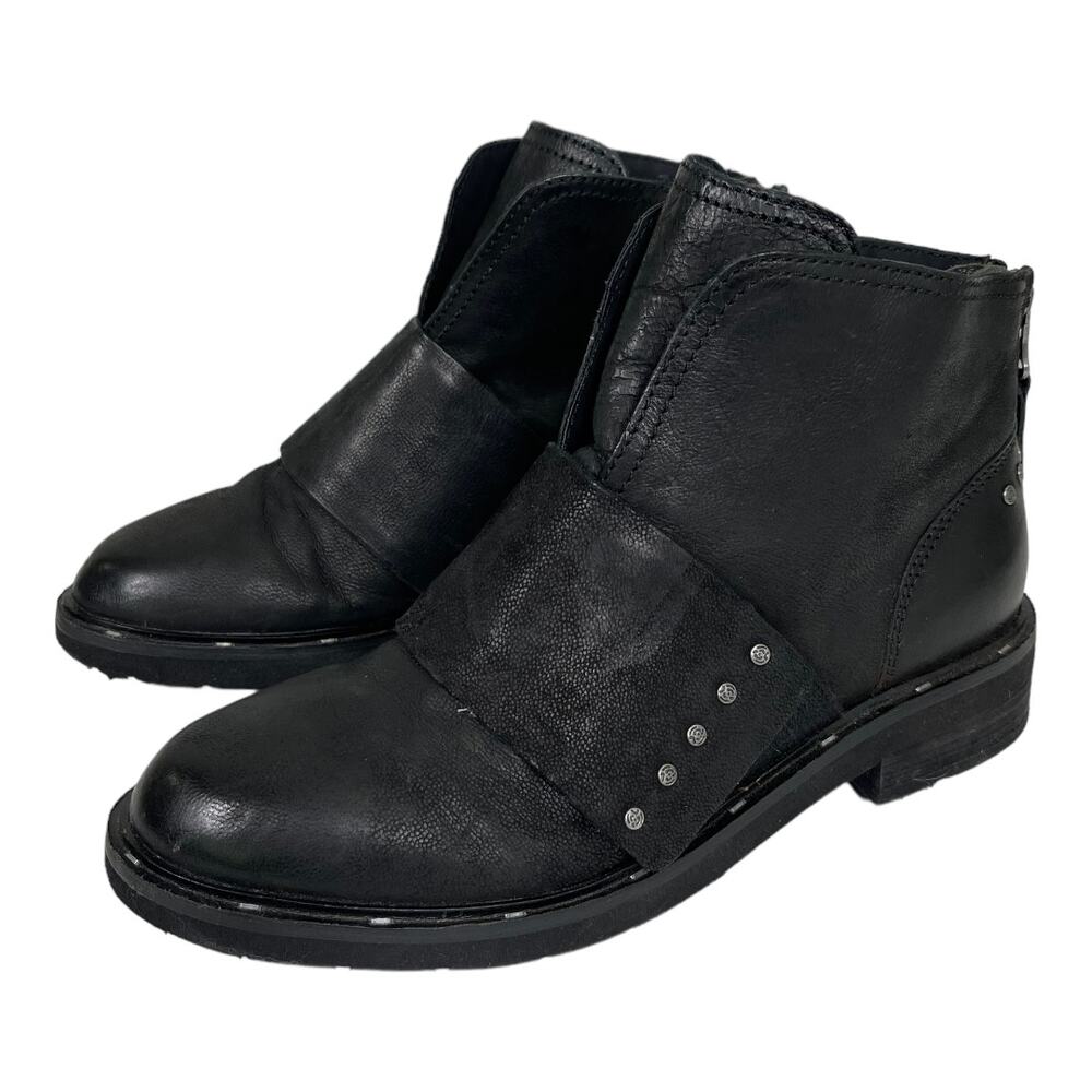 OTBT Frontage Moto Ankle Boot 6.5 Black Leather Edgy Stud Embellished Grunge